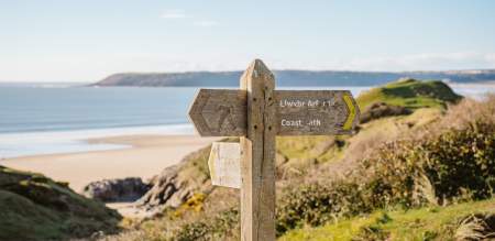 Signpost at the beach.