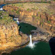 Aerial view of Mitchell Falls from the left side
