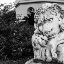 Close-up of lion statue at Louisiana's Old State Capitol