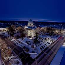 The Canopy of Lights in downtown Bloomington at night