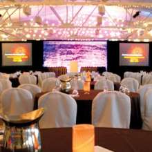 meeting room set up for a presentation