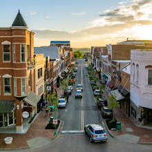 aerial downtown streetscape