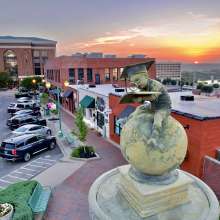 statue in historic downtown at sunset