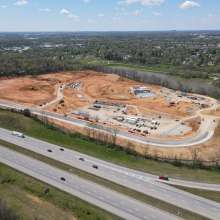 Drone image of the construction of the Outdoor Music venue in Elizabethtown, KY.