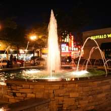 Elmhurst City Centre Fountain at Night