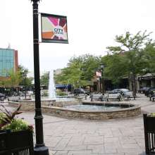 Elmhurst City Centre Plaza in the Summer