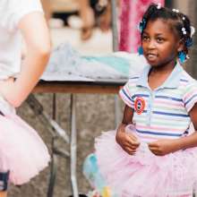 Girl Trying Ballet at Taste of the Arts
