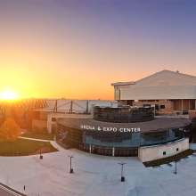 Aerial View of Allen County War Memorial Coliseum at Sunset