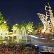 The Convergence sculpture at Promenade Park lights up the night