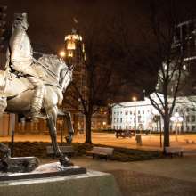 Anthony Wayne Statue at Night