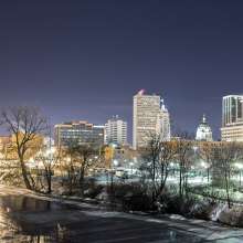 Downtown Evening Skyline from Headwaters Park
