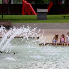 Playing in the Fountains at Freimann Square