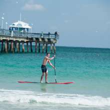 Paddleboarding on clear waters