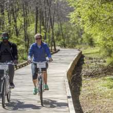 People riding bikes