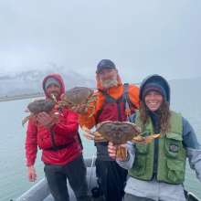 Checking crab pots at the Katzehin flats