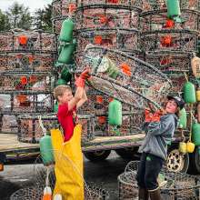 Start them Young! Colton and Hayden working hard on Crab Pots