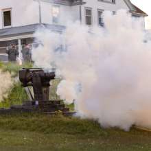 Canon firing in fort seward parade grounds