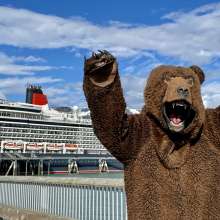 Haines has a welcoming bear that meets cruise ship guests with a hug as they arrive to town!