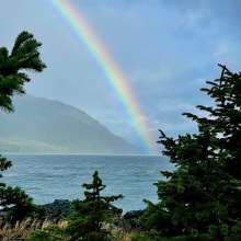 Rainbow over the water, haines alaska