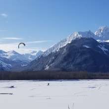Snow kiting the Chilkat River