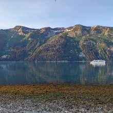 Small cruise ship meandering up Lutak Inlet