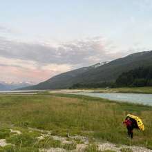 Packraft take out on the Chilkoot Inlet