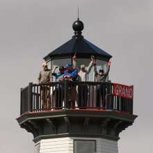 Eldred Rock Lighthouse Ribbon Cutting from the tower