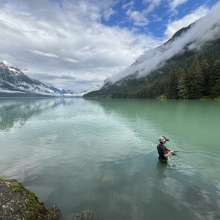 Brady Henderson fishing at Chilkoot Lake