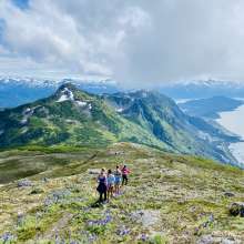 kids hiking Ripinski summit summertime