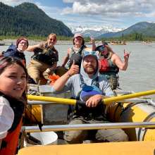 Friends rafting on the Chilkat River
