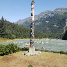 totem pole at Chilkoot River. Haines, Alaska