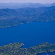 Aerial view of an Inside Passage waterway