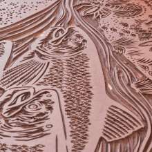 Evon Zerbetz linocut of salmon