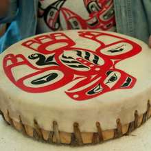 Traditional drum hand painted by local artist Ken Decker