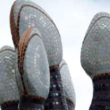 Artist Terry Pyles mosaic "pyle cap" of bearded mussels- downtown Ketchikan