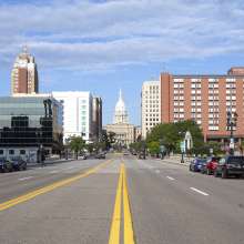 Downtown Lansing - Capitol, Boji Tower, and DoubleTree