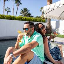 Couple poolside