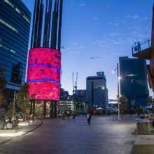Enjoy the artworks and cultural displays on the digital tower