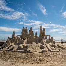 Sand Sculpture city that is made of flowers.