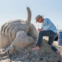 Sculptor working on piece