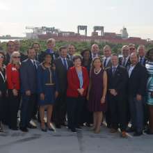 Group photo of elected officials and community leaders at Cruise Terminal 29