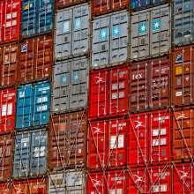 Container boxes vetrical view