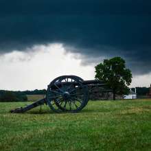 A cannon on a battlefield