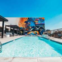 Hilton pool with mural