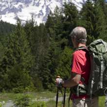 Hiker near Mount Rainier