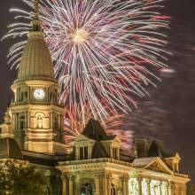 Fireworks over downtown