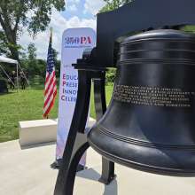 the Bell placed at Camp Security to celebrate America's 250th Birthday