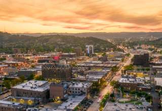 Drone shot of Downtown Rapid City, SD