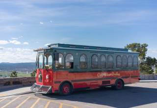 City view trolley at the scenic overlook on skyline drive in rapid city, sd