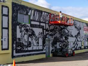 State Farm Mural Painting Progress 2